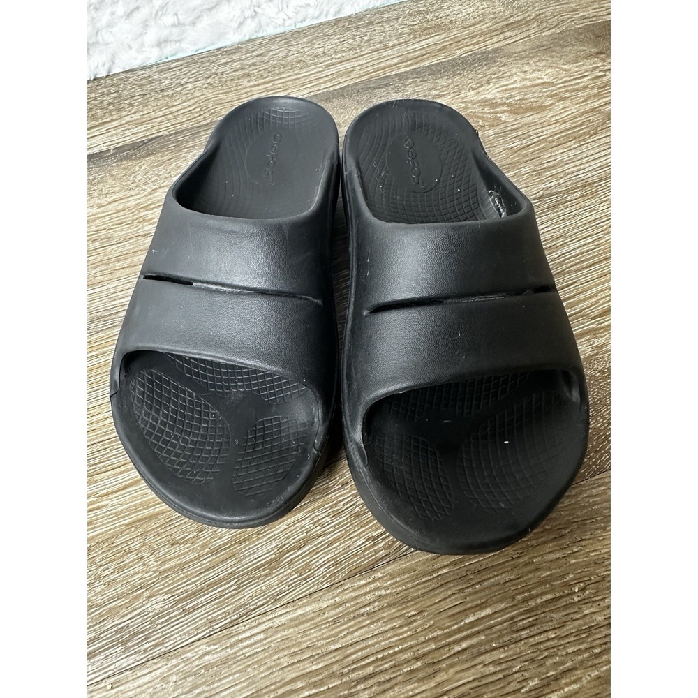 OOFOS Sandals Mens 4 Womens 6 OOahh Recovery Slip On Slide Black EVA Comfort